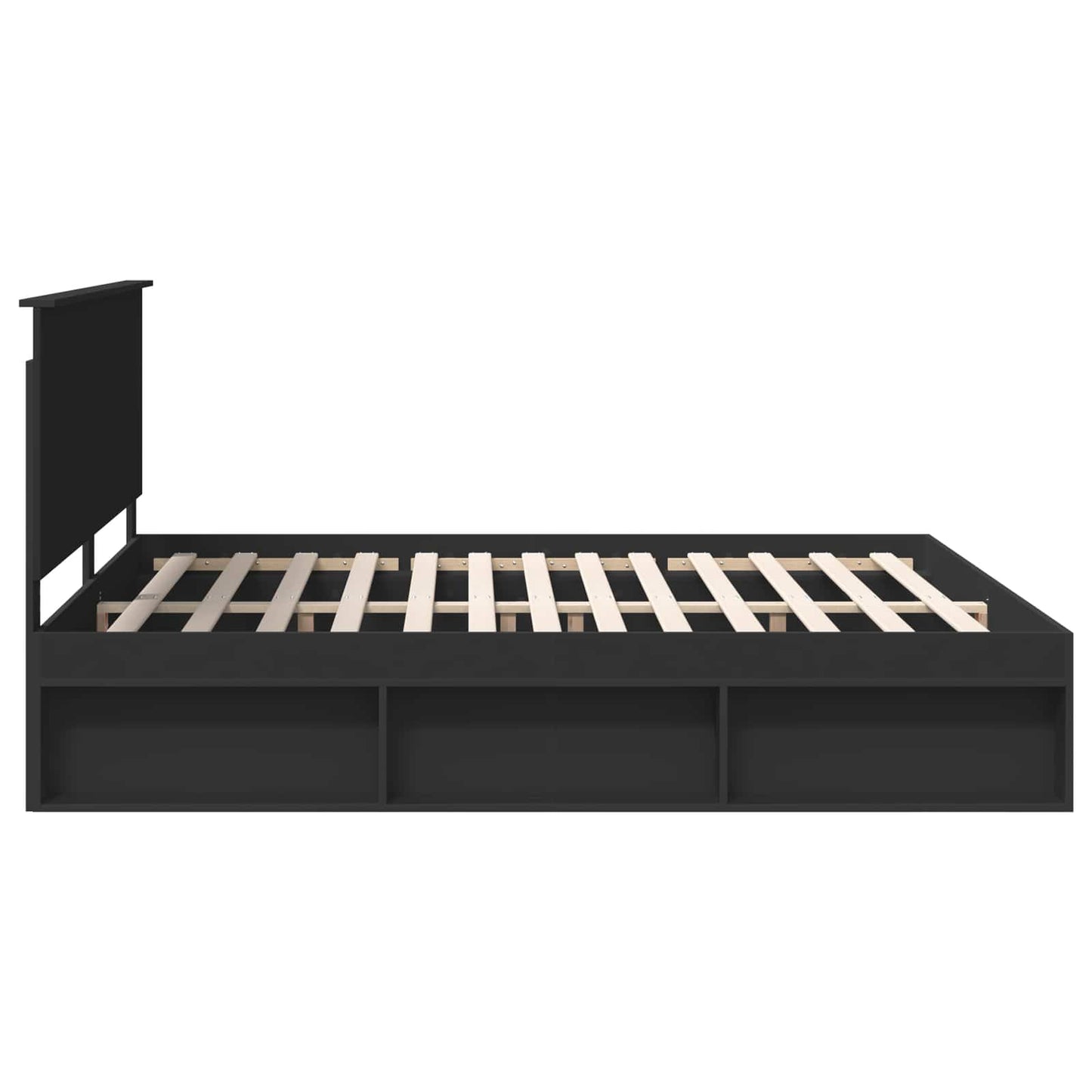 vidaXL Bed Frame with Headboard Black 200 x 200 cm Solid Pine Wood
