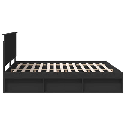 vidaXL Bed Frame with Headboard Black 200 x 200 cm Solid Pine Wood