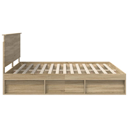 vidaXL Bed Frame with Headboard Sonoma 200 x 200 cm Solid Pine Wood