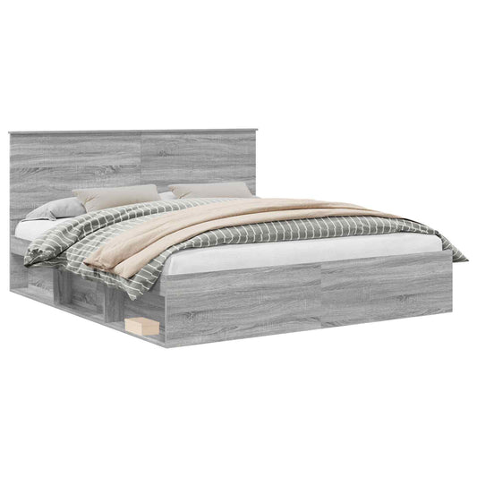 vidaXL Bed Frame Grey Sonoma 200 x 200 cm Solid Pine Wood