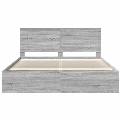 vidaXL Bed Frame Grey Sonoma 200 x 200 cm Solid Pine Wood