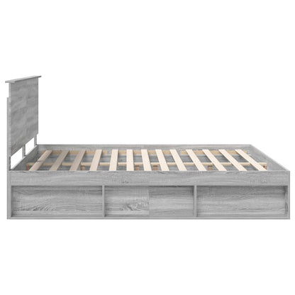 vidaXL Bed Frame Grey Sonoma 200 x 200 cm Solid Pine Wood