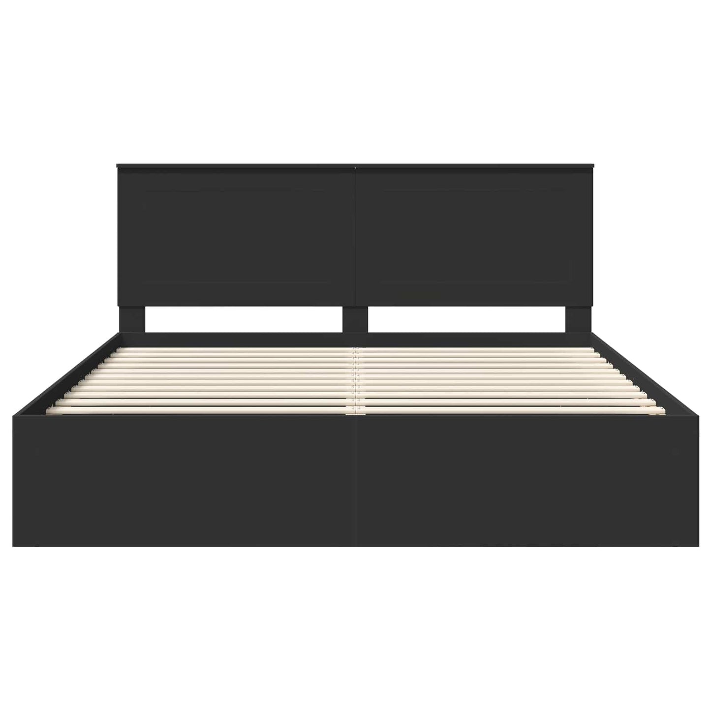 vidaXL Bed Frame with Headboard Black 180 x 200 cm Solid Pine Wood