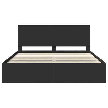 vidaXL Bed Frame with Headboard Black 180 x 200 cm Solid Pine Wood