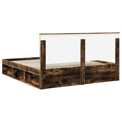 vidaXL Bed Frame Smoked Oak 180 x 200 cm Solid Pine Wood