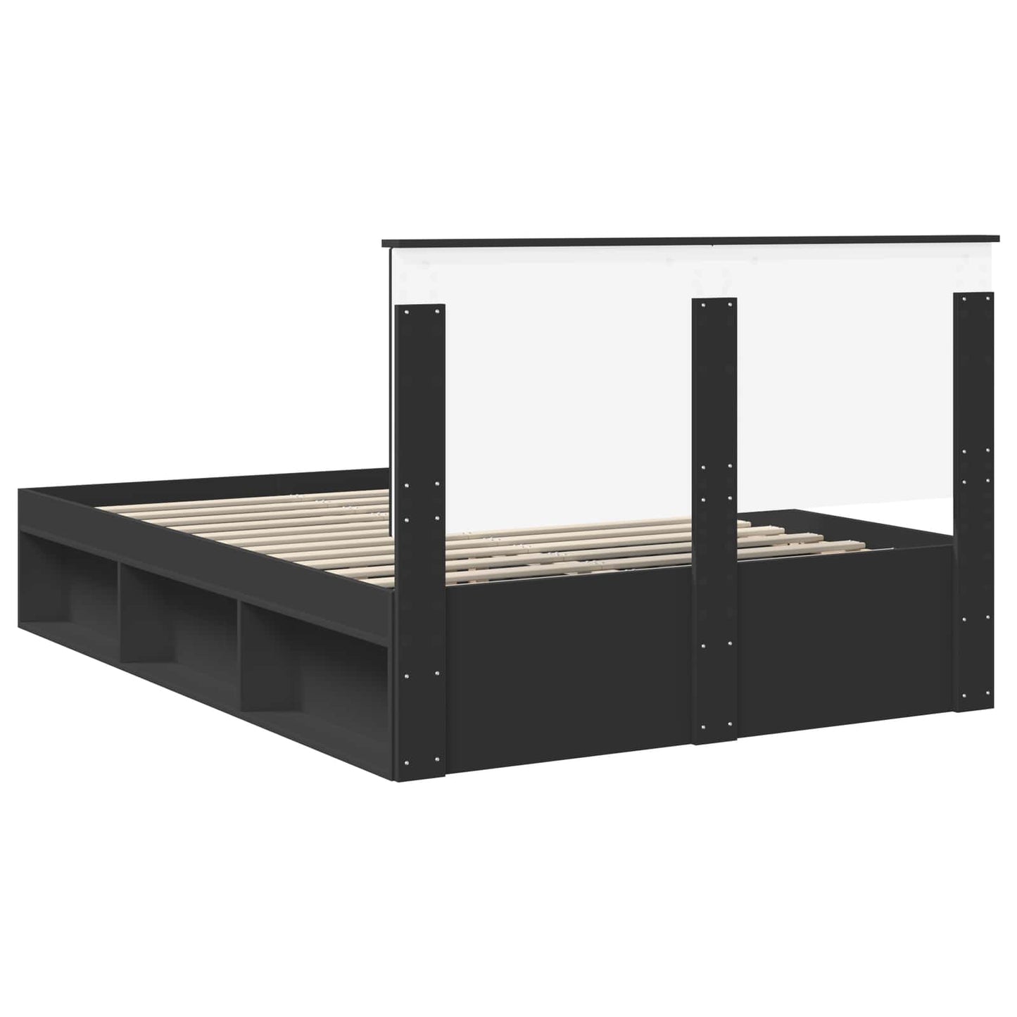 vidaXL Bed Frame with Headboard Black 160 x 200 cm Solid Pine Wood