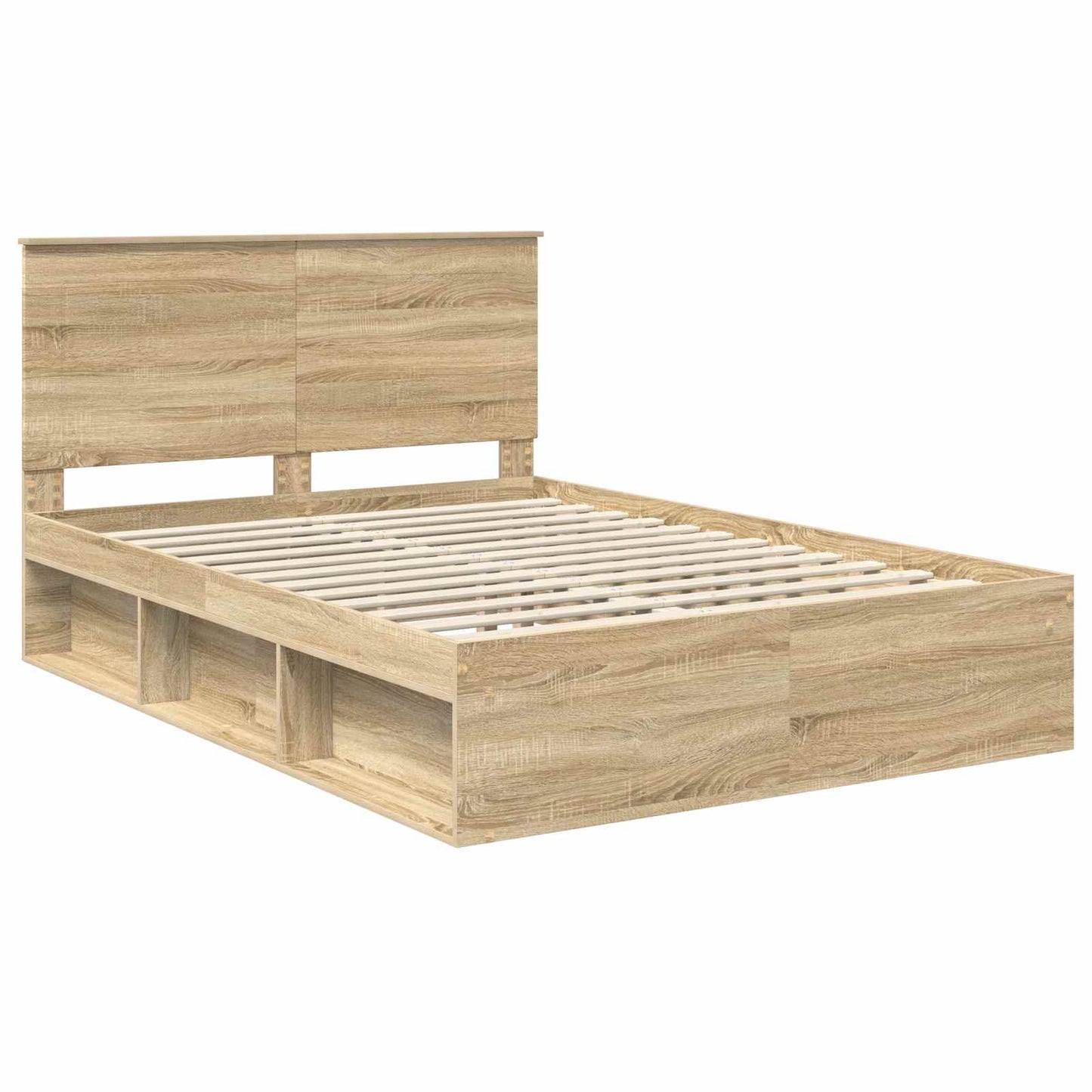 vidaXL Bed Frame with Headboard Sonoma 160 x 200 cm Solid Pine Wood