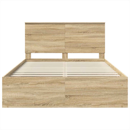 vidaXL Bed Frame with Headboard Sonoma 160 x 200 cm Solid Pine Wood