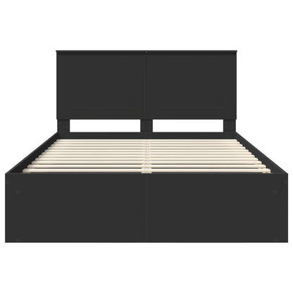 vidaXL Bed Frame with Headboard Black 150 x 200 cm Solid Pine Wood