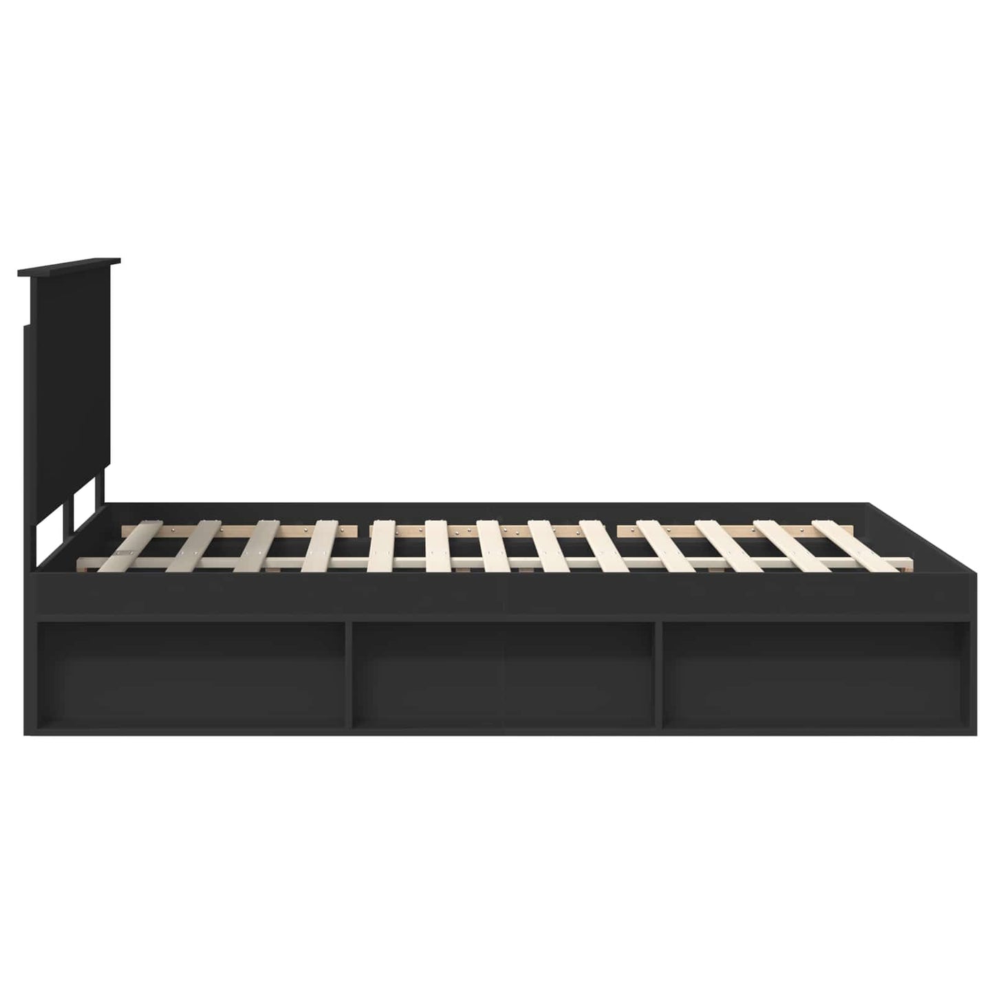 vidaXL Bed Frame with Headboard Black 150 x 200 cm Solid Pine Wood