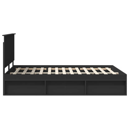 vidaXL Bed Frame with Headboard Black 150 x 200 cm Solid Pine Wood