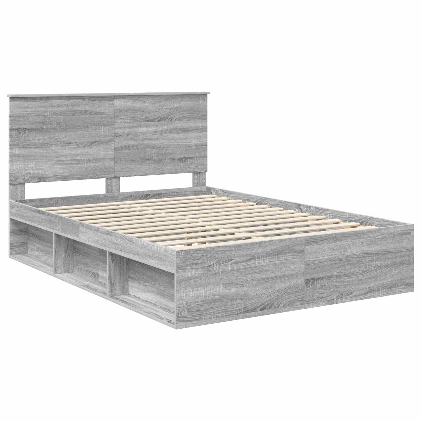 vidaXL Bed Frame with Drawer Grey Sonoma 150 x 200 cm Solid Pine Wood