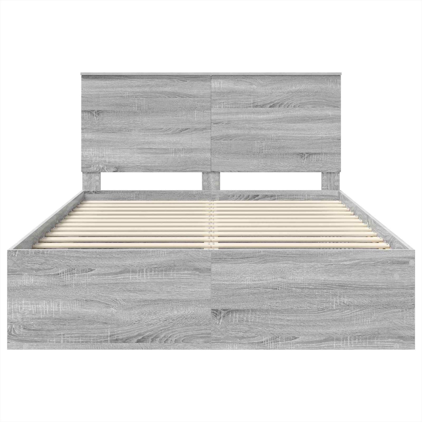 vidaXL Bed Frame with Drawer Grey Sonoma 150 x 200 cm Solid Pine Wood