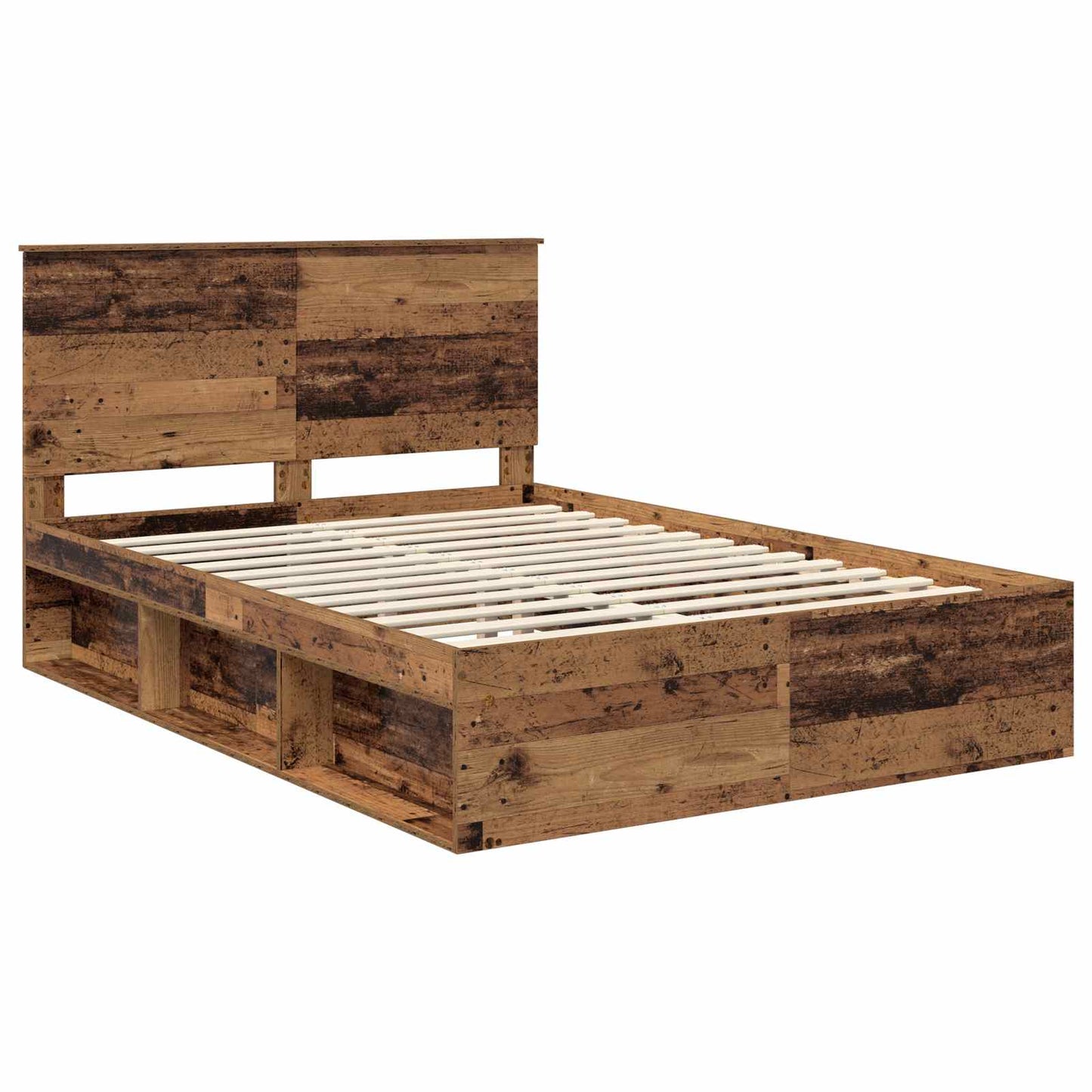 vidaXL Bed Frame with Headboard Old Wood 150 x 200 cm Solid Pine Wood