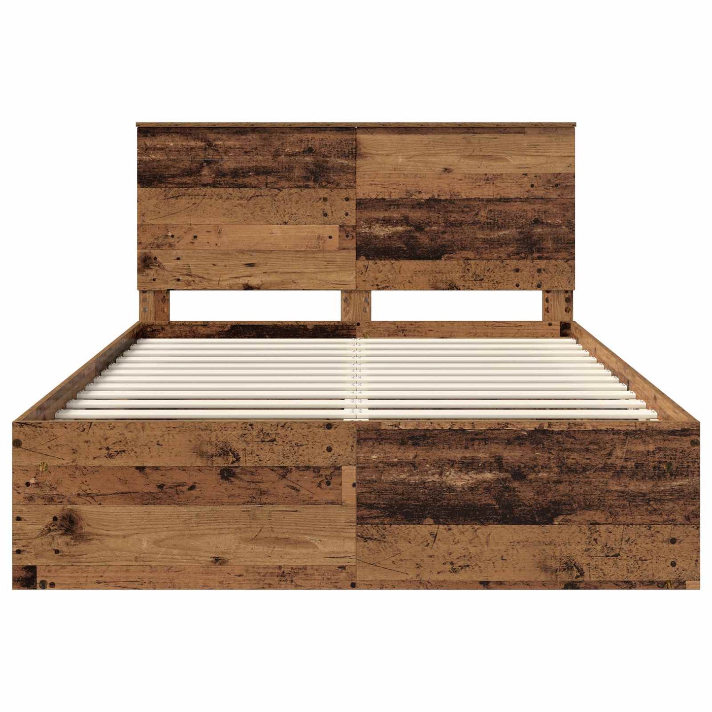 vidaXL Bed Frame with Headboard Old Wood 150 x 200 cm Solid Pine Wood