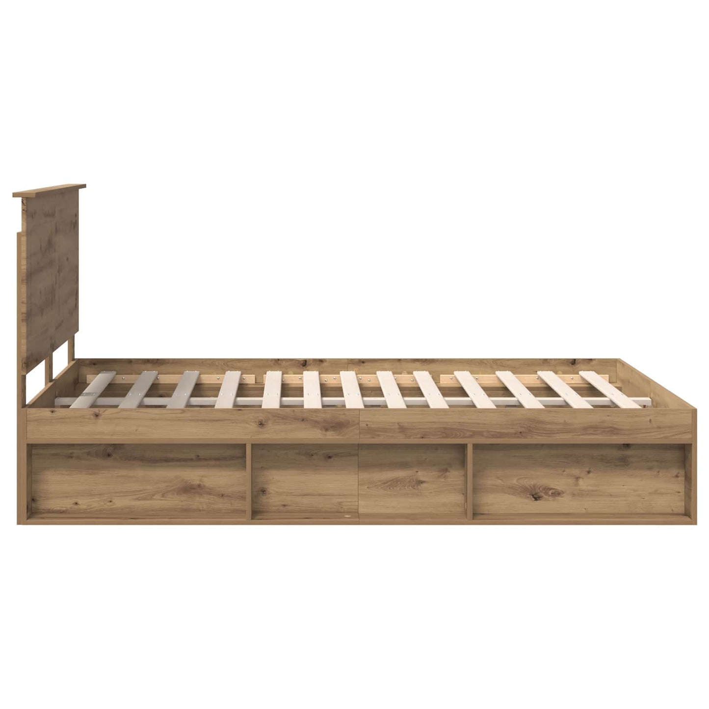 vidaXL Bed Frame with Drawer Artisian Oak 150 x 200 cm Solid Pine Wood