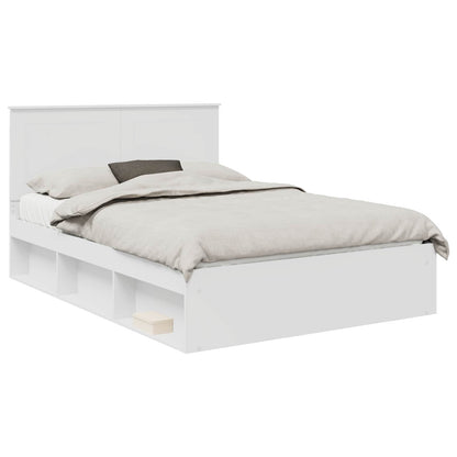 vidaXL Bed Frame with Headboard White 140 x 190 cm Solid Pine Wood