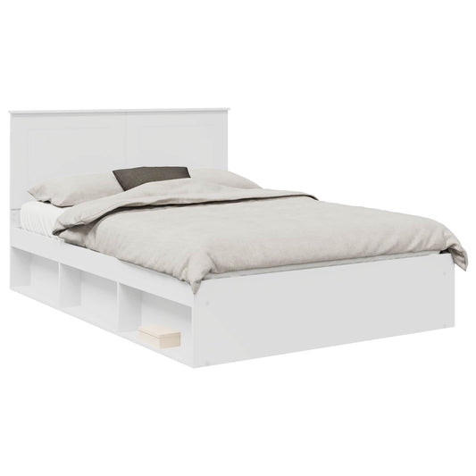 vidaXL Bed Frame with Headboard White 140 x 190 cm Solid Pine Wood