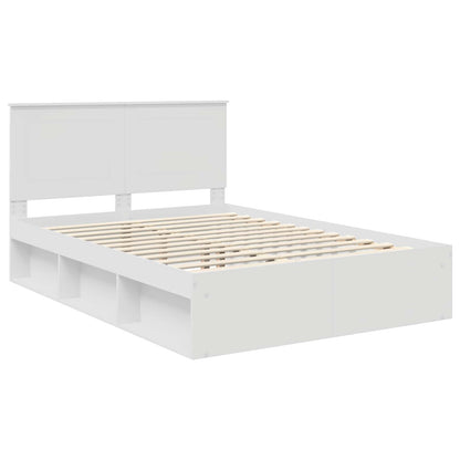 vidaXL Bed Frame with Headboard White 140 x 190 cm Solid Pine Wood