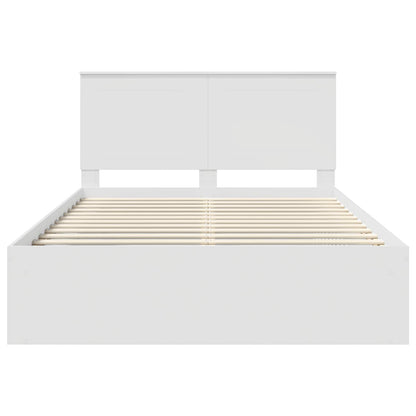 vidaXL Bed Frame with Headboard White 140 x 190 cm Solid Pine Wood