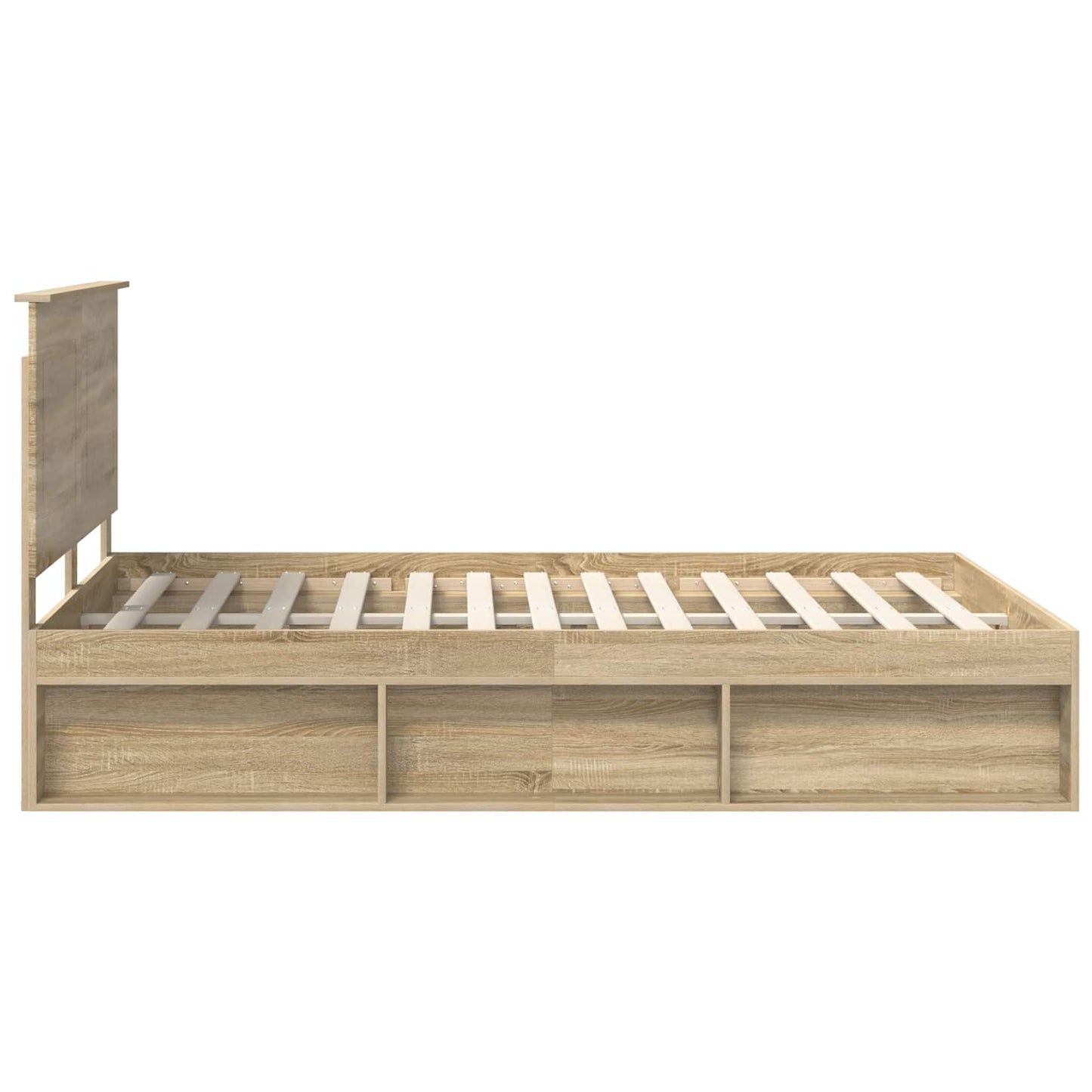 vidaXL Bed Frame with Headboard Sonoma 140 x 190 cm Solid Pine Wood