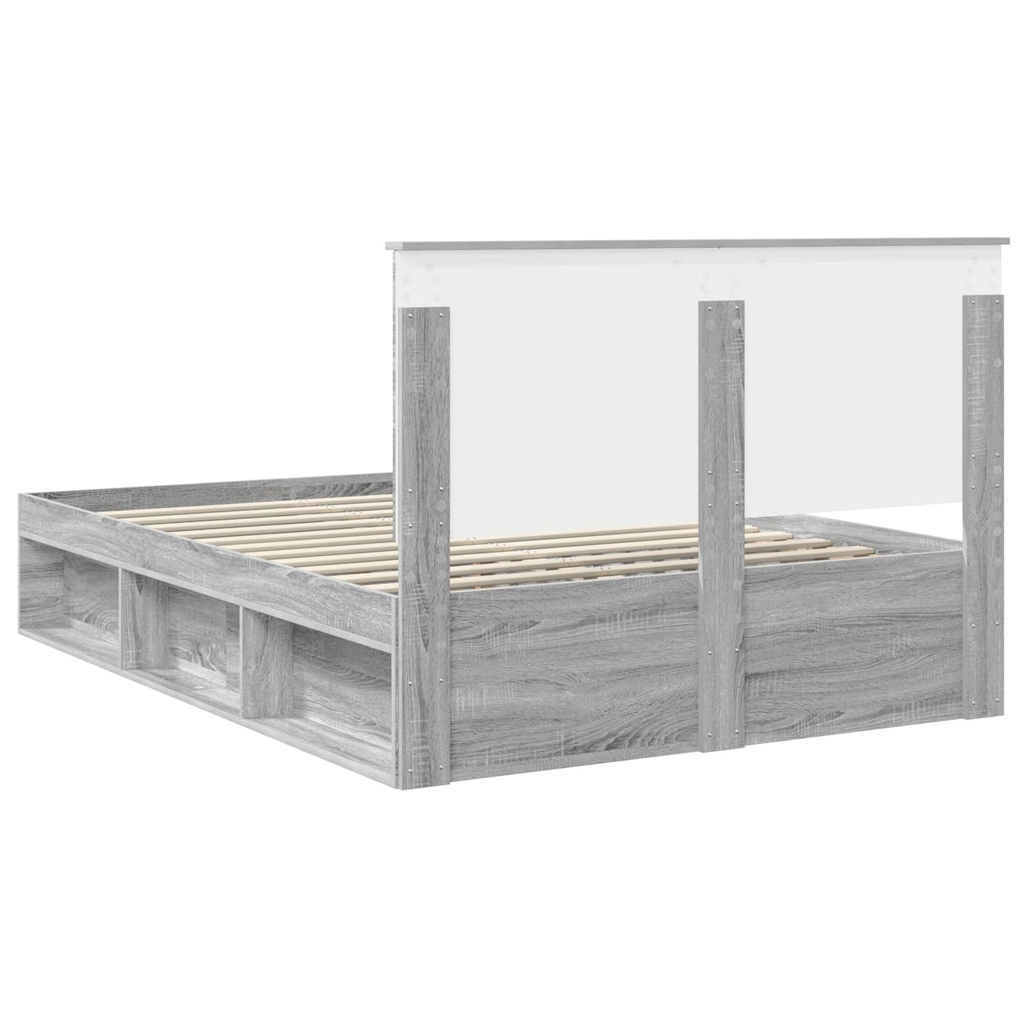 vidaXL Bed Frame Grey Sonoma 140 x 190 cm Solid Pine Wood