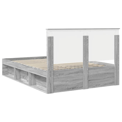 vidaXL Bed Frame Grey Sonoma 140 x 190 cm Solid Pine Wood