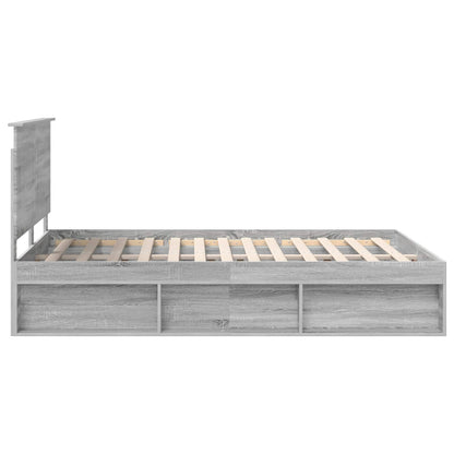 vidaXL Bed Frame Grey Sonoma 140 x 190 cm Solid Pine Wood