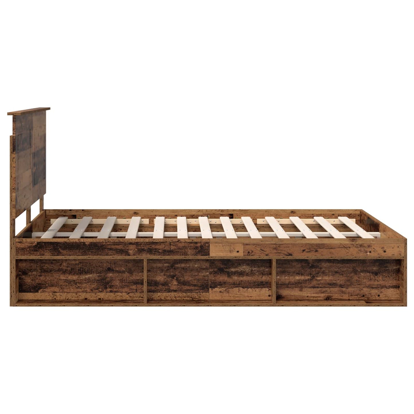 vidaXL Bed Frame with Headboard Old Wood 140 x 190 cm Solid Pine Wood