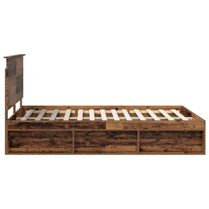 vidaXL Bed Frame with Headboard Old Wood 140 x 190 cm Solid Pine Wood