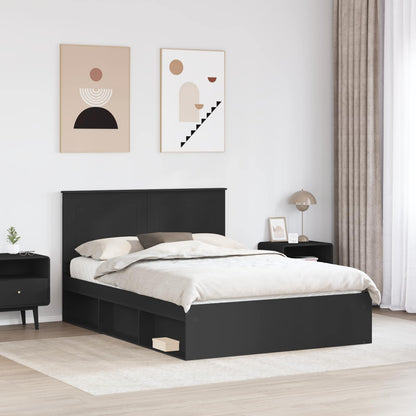 vidaXL Bed Frame with Headboard Black 140 x 200 cm Solid Pine Wood