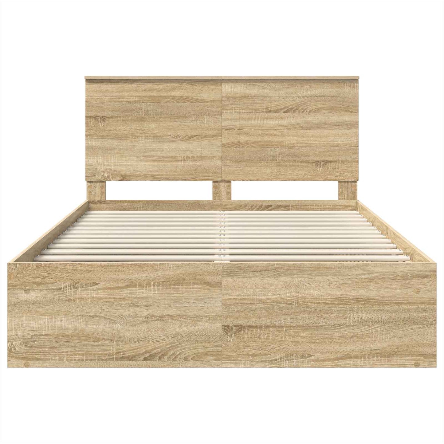 vidaXL Bed Frame with Headboard Sonoma 140 x 200 cm Solid Pine Wood