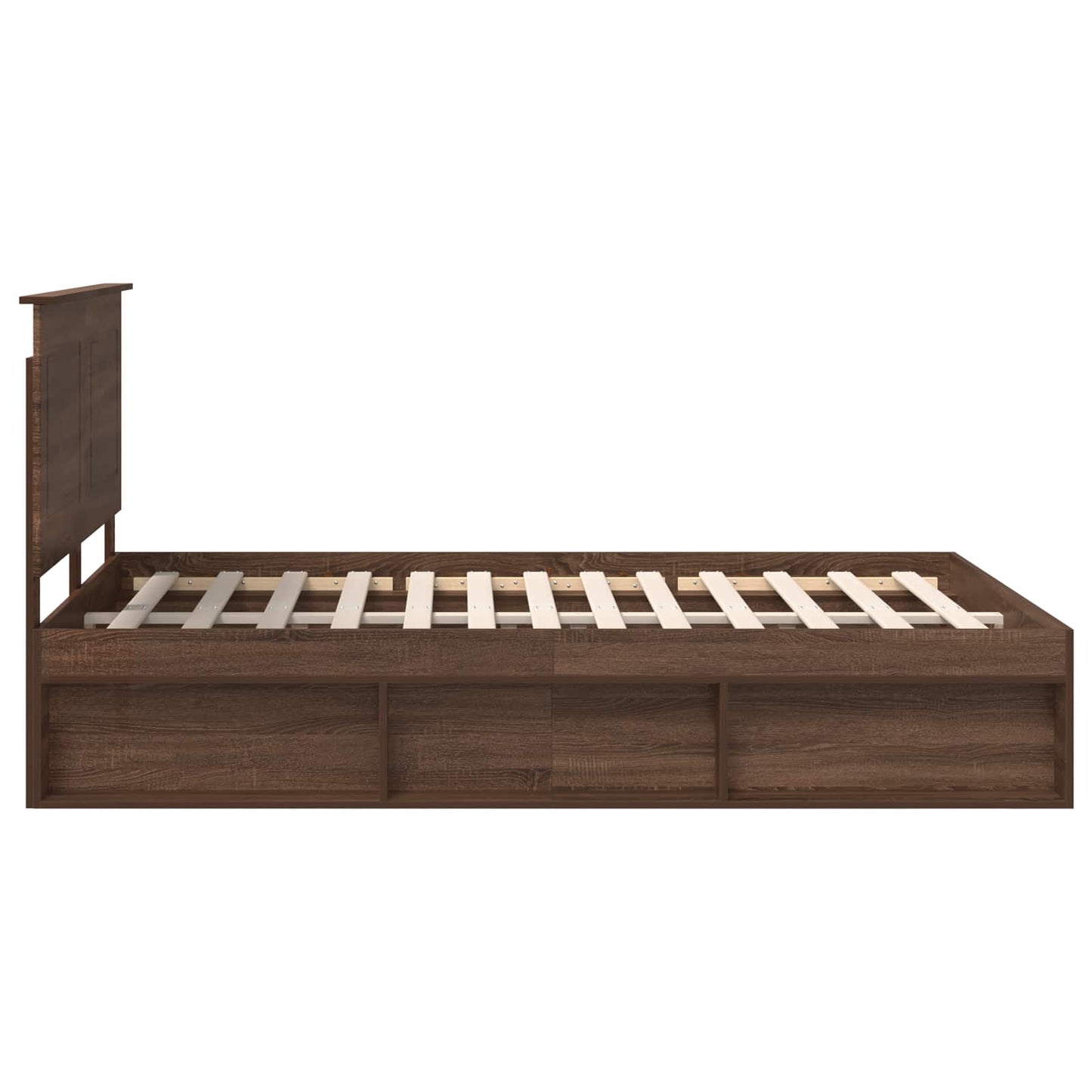 vidaXL Bed Frame with Headboard Brown Oak 140 x 200 cm Solid Pine Wood