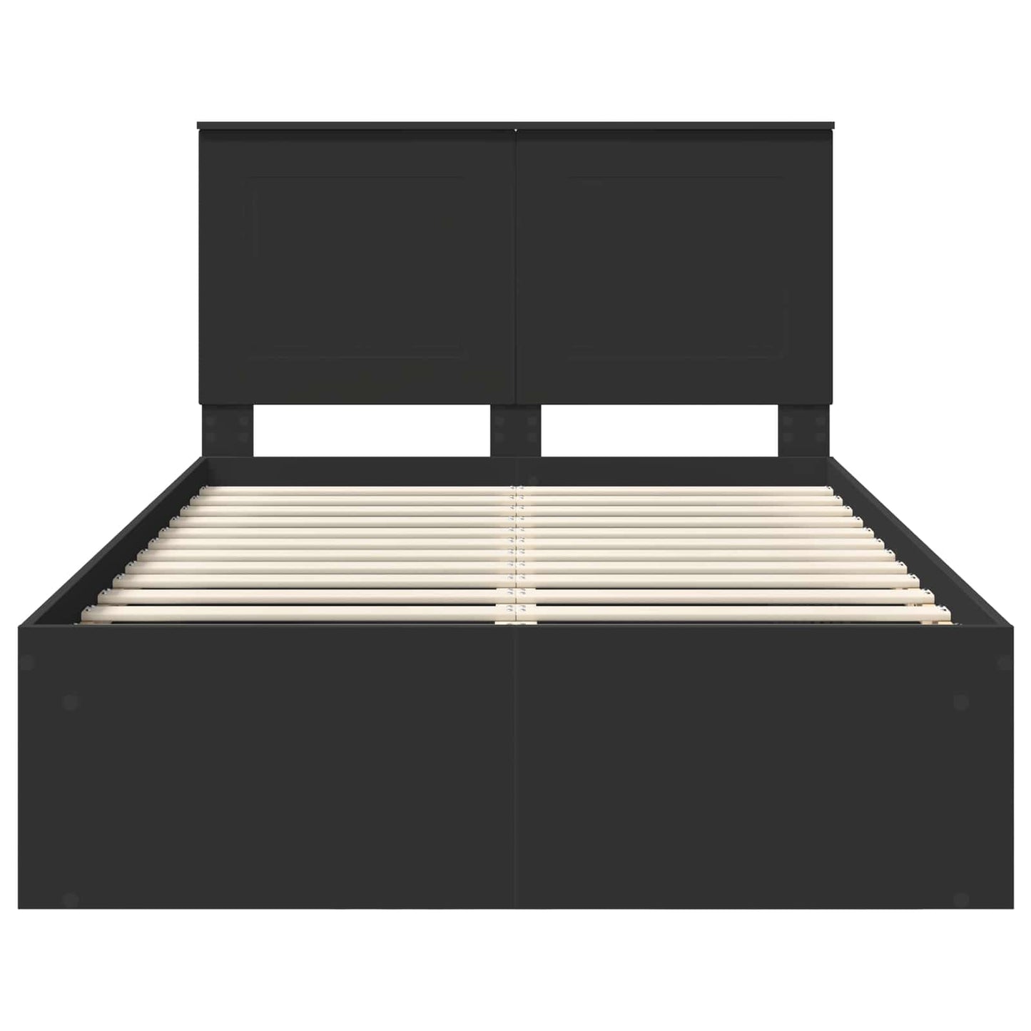 vidaXL Bed Frame with Headboard Black 135 x 190 cm Solid Pine Wood