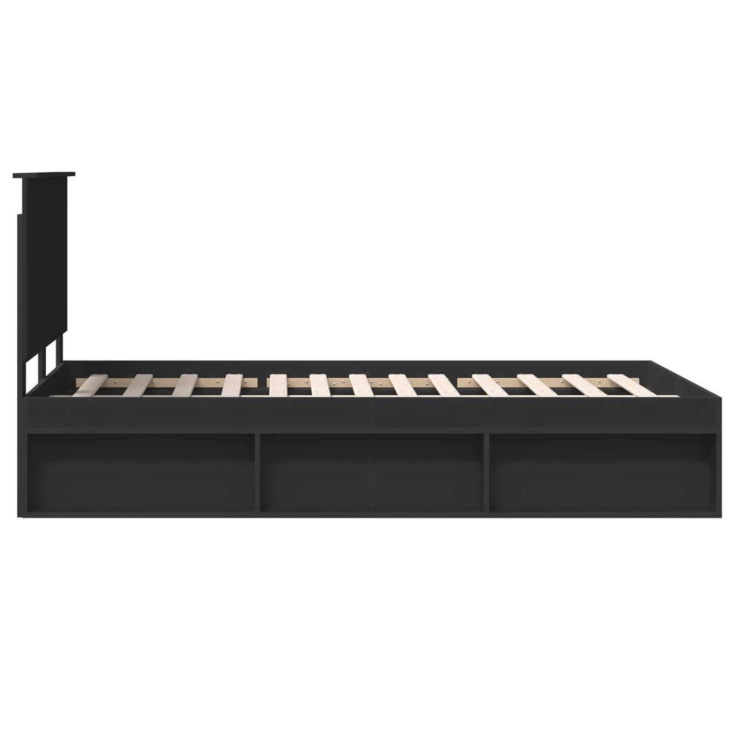 vidaXL Bed Frame with Headboard Black 135 x 190 cm Solid Pine Wood