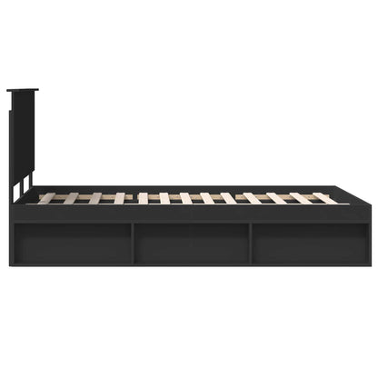 vidaXL Bed Frame with Headboard Black 135 x 190 cm Solid Pine Wood