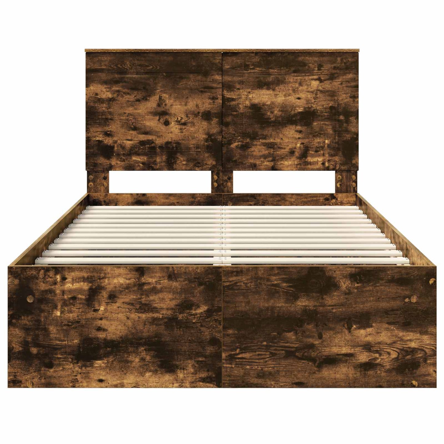 vidaXL Bed Frame with Drawer Smoked Oak 135 x 190 cm Solid Pine Wood