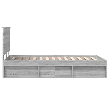 vidaXL Bed Frame Grey Sonoma 135 x 190 cm Solid Pine Wood
