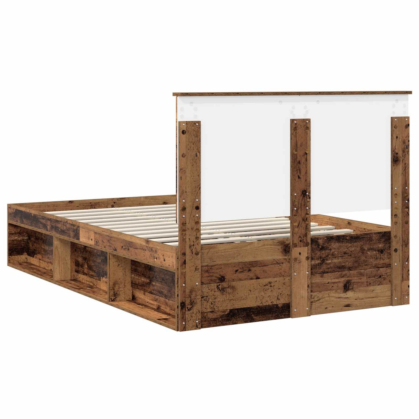 vidaXL Bed Frame with Headboard Old Wood 135 x 190 cm Solid Pine Wood