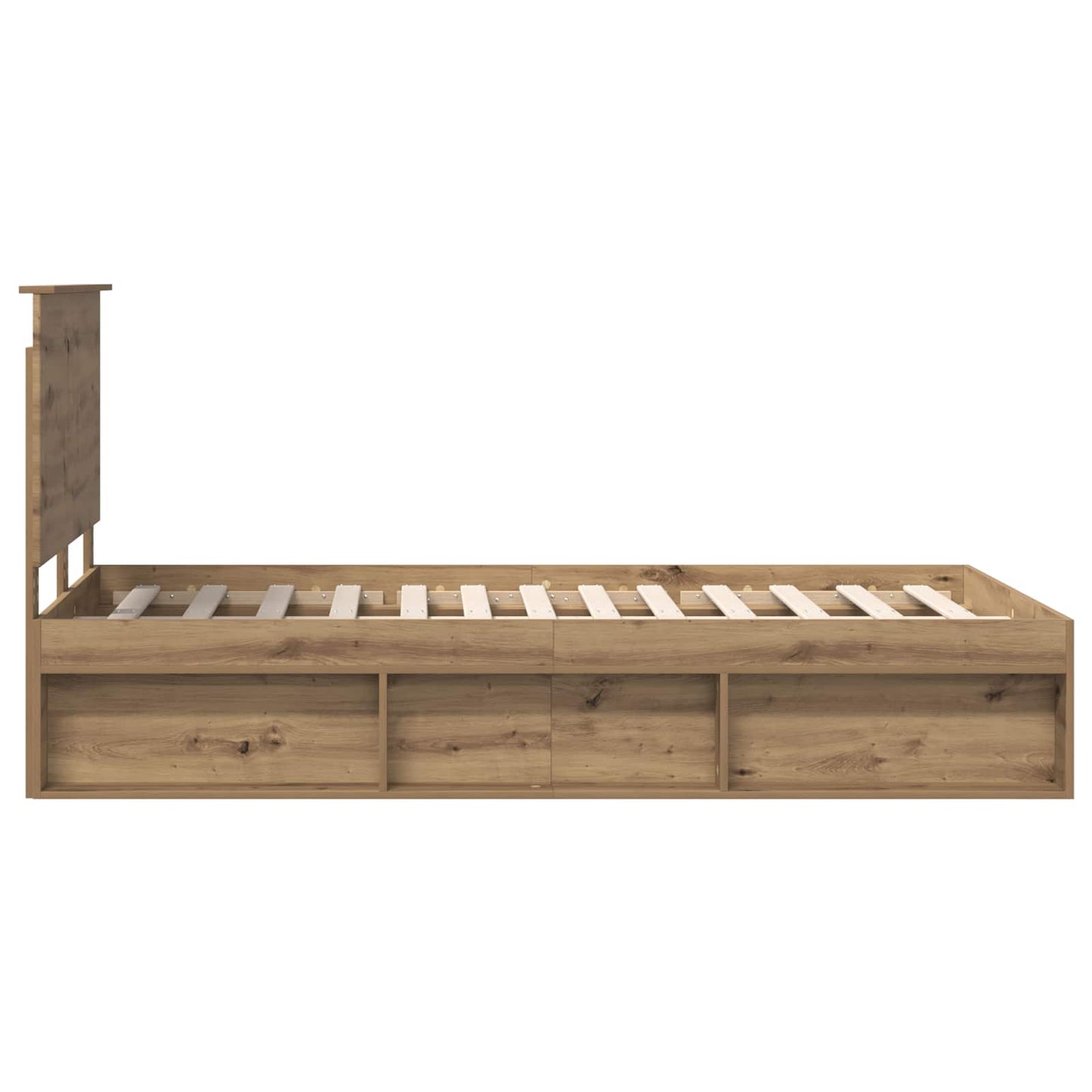 vidaXL Bed Frame Artisian Oak 135 x 190 cm Solid Pine Wood