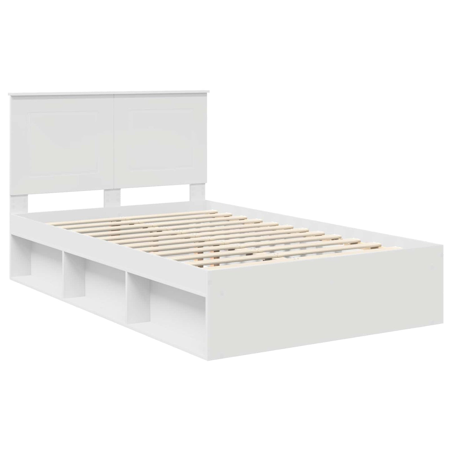 vidaXL Bed Frame with Headboard White 120 x 190 cm Solid Pine Wood
