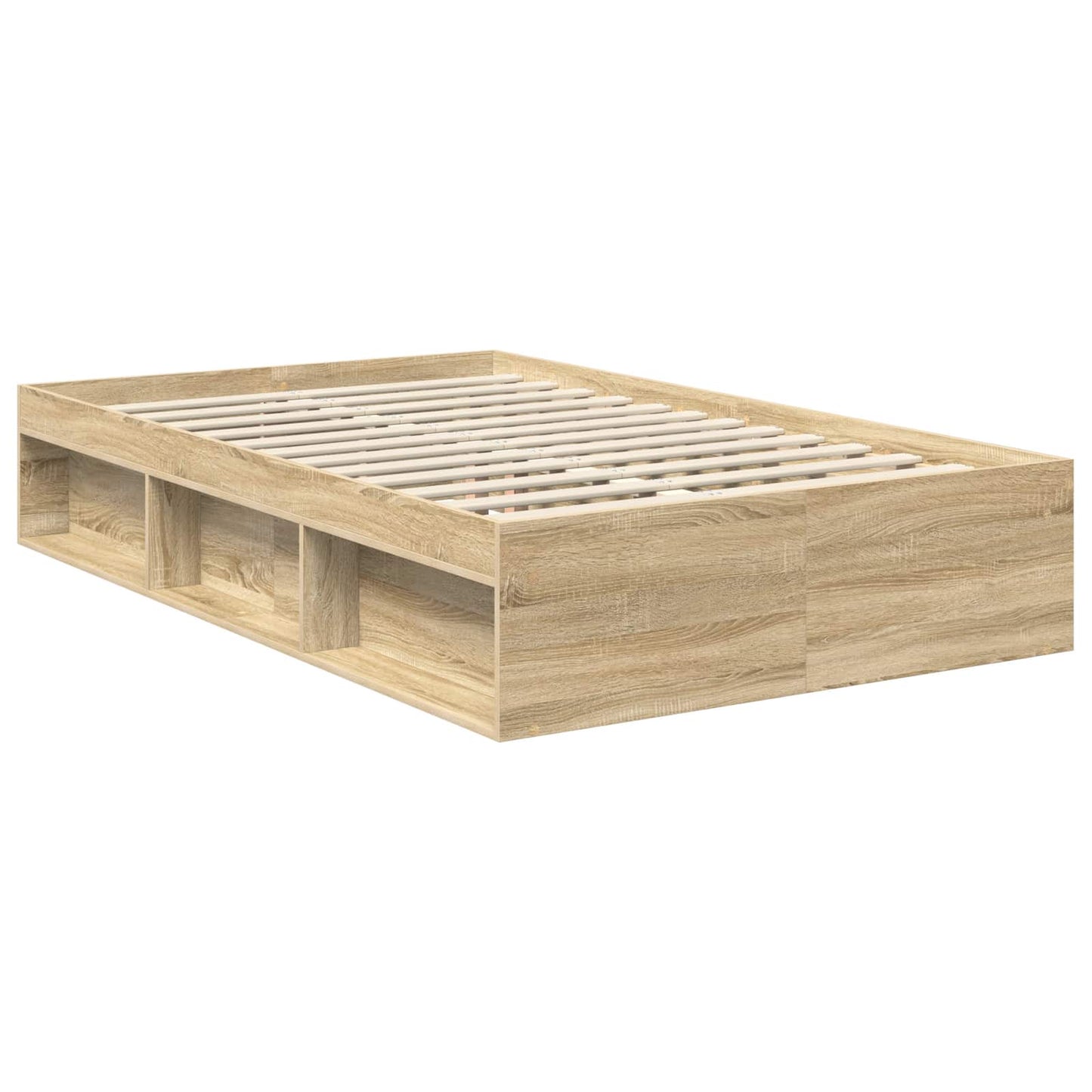 vidaXL Bed Frame with Headboard Sonoma 120 x 190 cm Solid Pine Wood