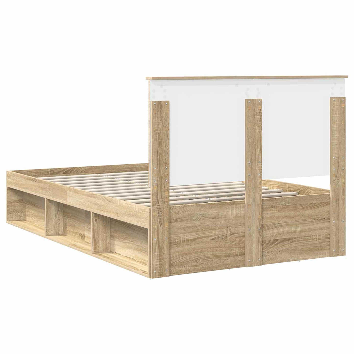 vidaXL Bed Frame with Headboard Sonoma 120 x 190 cm Solid Pine Wood