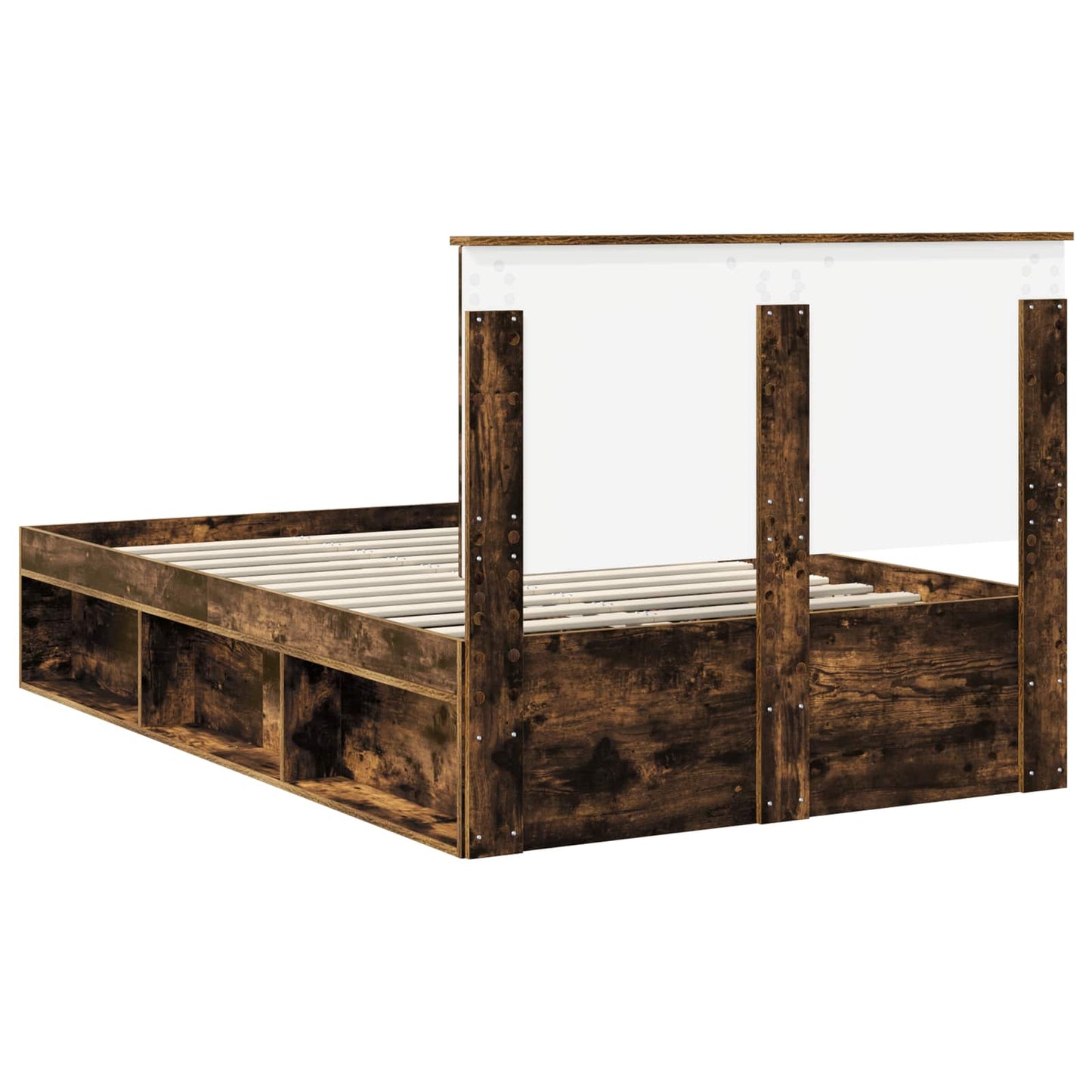 vidaXL Bed Frame with Drawer Smoked Oak 120 x 190 cm Solid Pine Wood