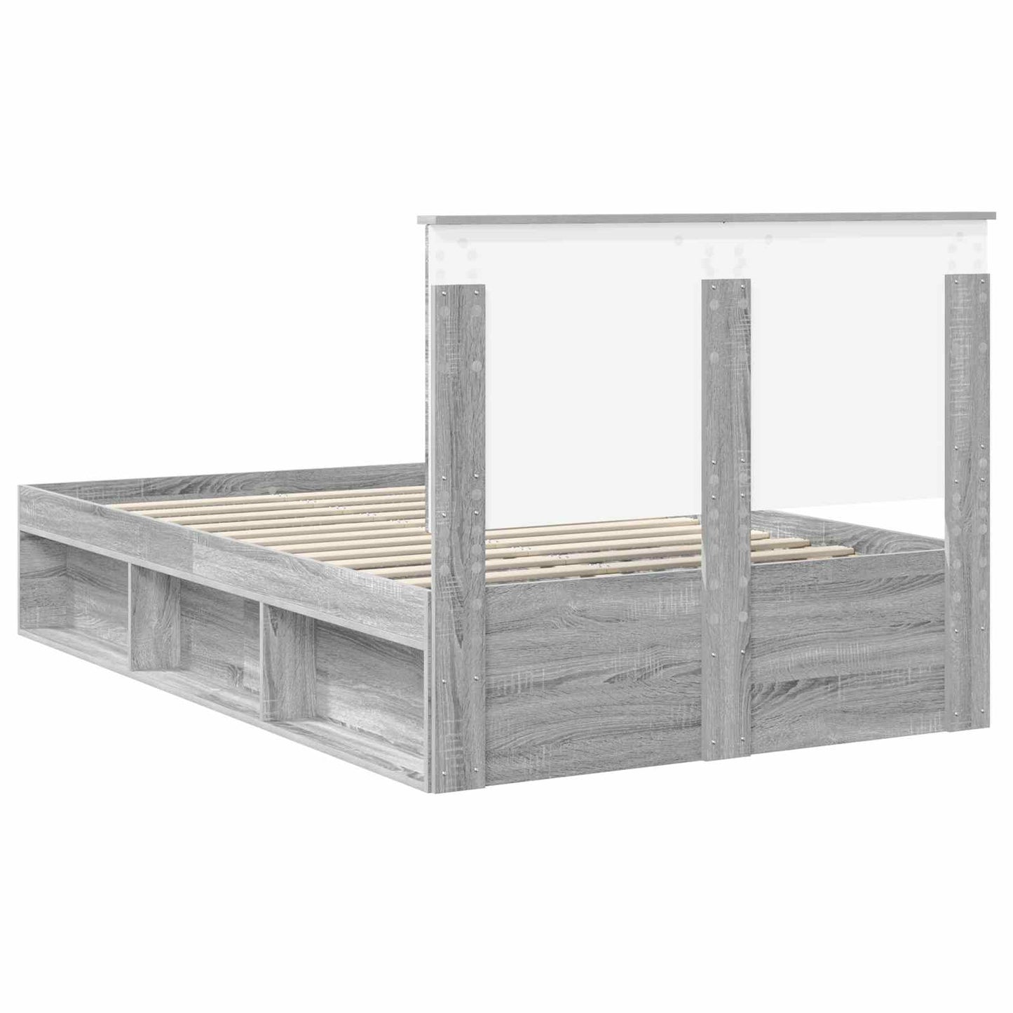 vidaXL Bed Frame with Drawer Grey Sonoma 120 x 190 cm Solid Pine Wood