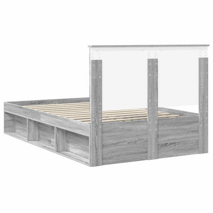 vidaXL Bed Frame with Drawer Grey Sonoma 120 x 190 cm Solid Pine Wood