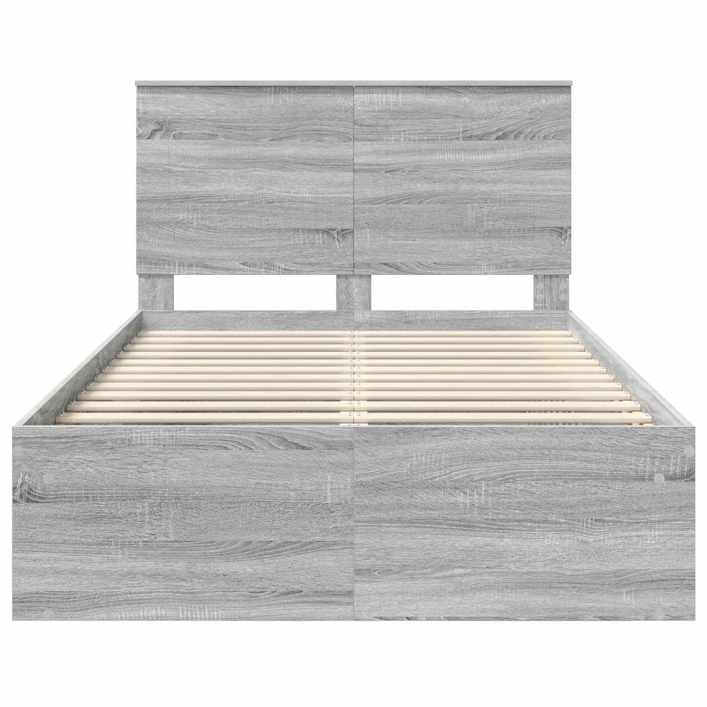vidaXL Bed Frame with Drawer Grey Sonoma 120 x 190 cm Solid Pine Wood