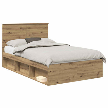 vidaXL Bed Frame Artisian Oak 120 x 190 cm Solid Pine Wood
