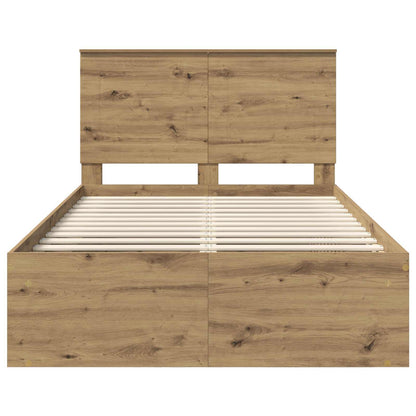 vidaXL Bed Frame Artisian Oak 120 x 190 cm Solid Pine Wood