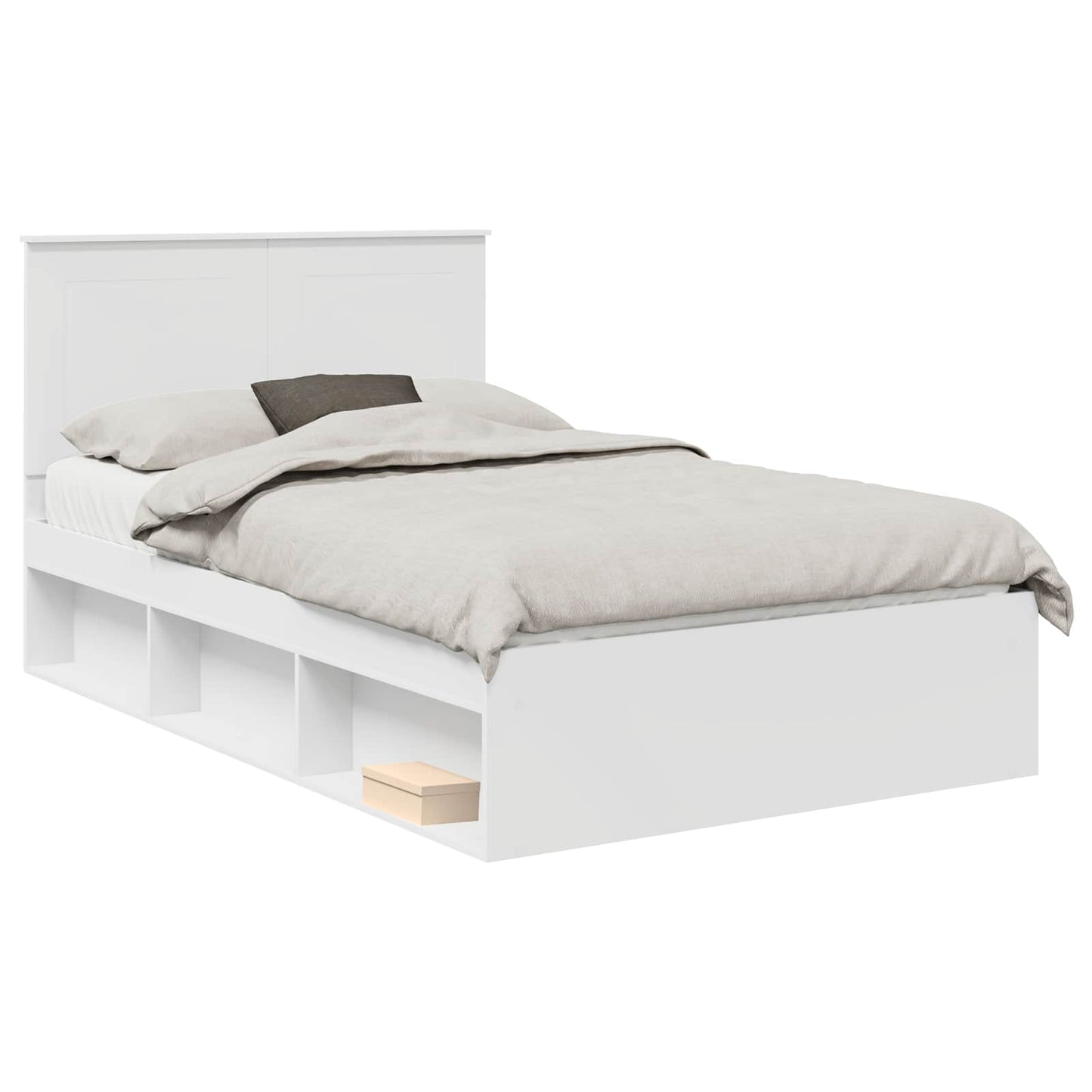 vidaXL Bed Frame with Headboard White 120 x 200 cm Solid Pine Wood